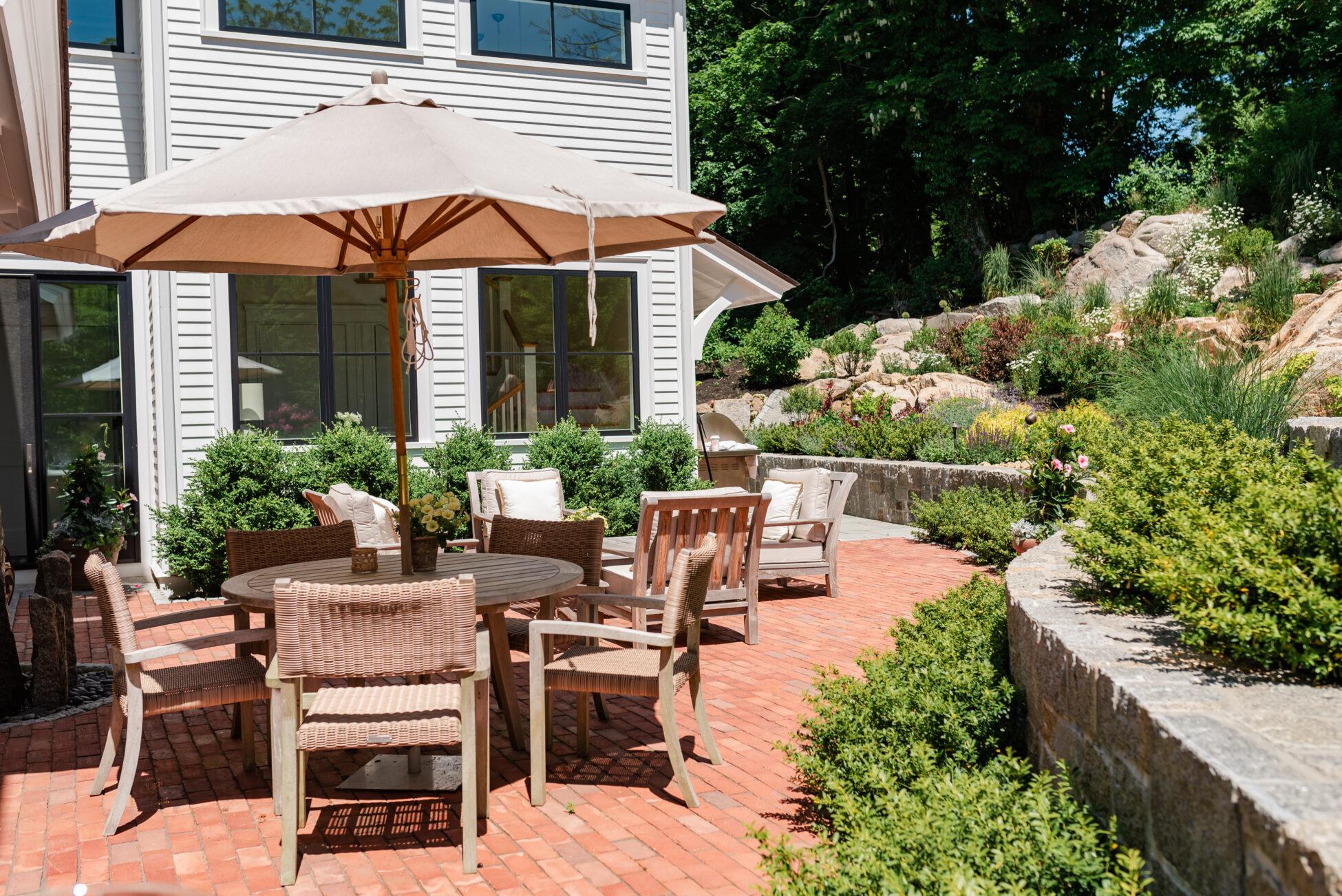 outdoor paved patio seating