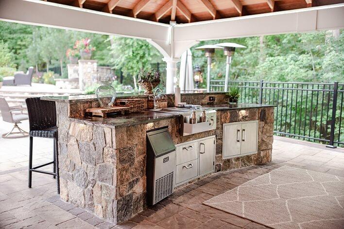Stacked stone outdoor kitchen